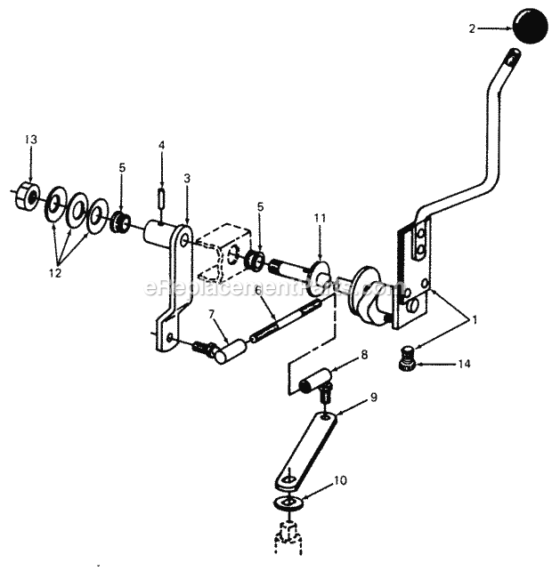 Transmission Controls Diagram and Parts List for 1105 135-292-100, 135-292-399, 0350039U, 136-292-1 Cub Cadet Lawn Mower